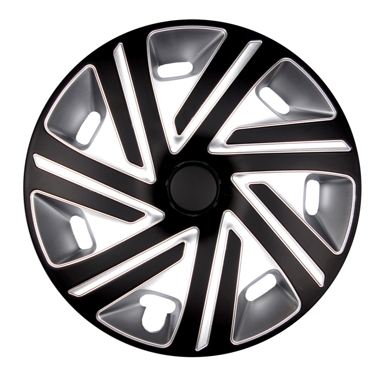 4x PREMIUM Radkappen Modell: Cyrkon Schwarz-Silber