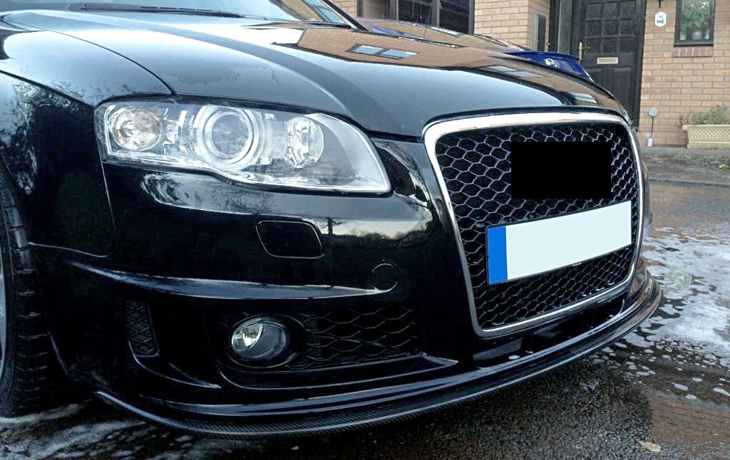 Für Audi A4 B7 + Avant Kühlergrill Sportgrill Waben Gitter Grill in Alu Schwarz