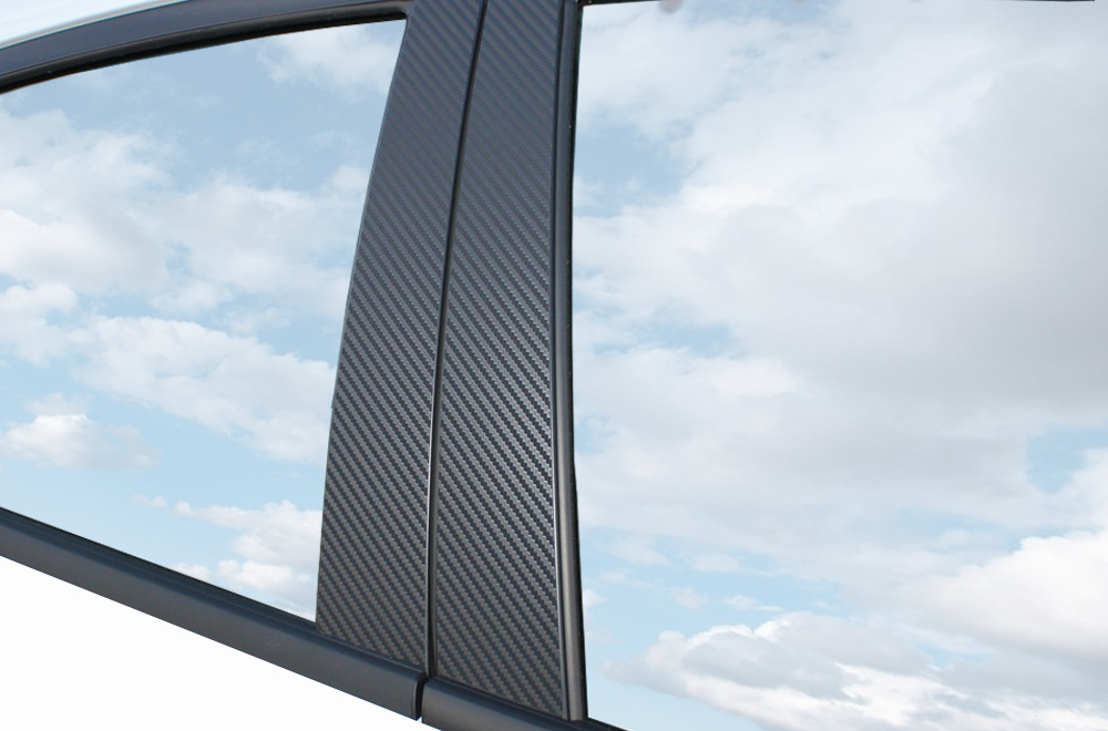 6x PREMIUM A B C Säule Tür Leisten Auto Folie Carbon Schwarz für viele Fahrzeuge