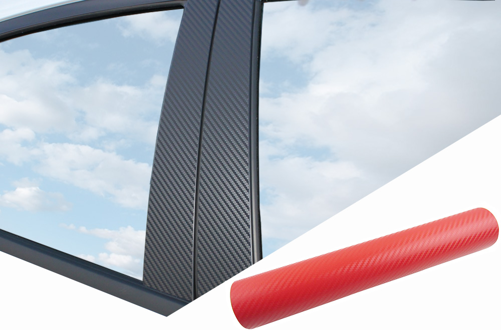 6x PREMIUM A B C Säule Tür Leisten Auto Folie Set Carbon Rot für viele Fahrzeuge