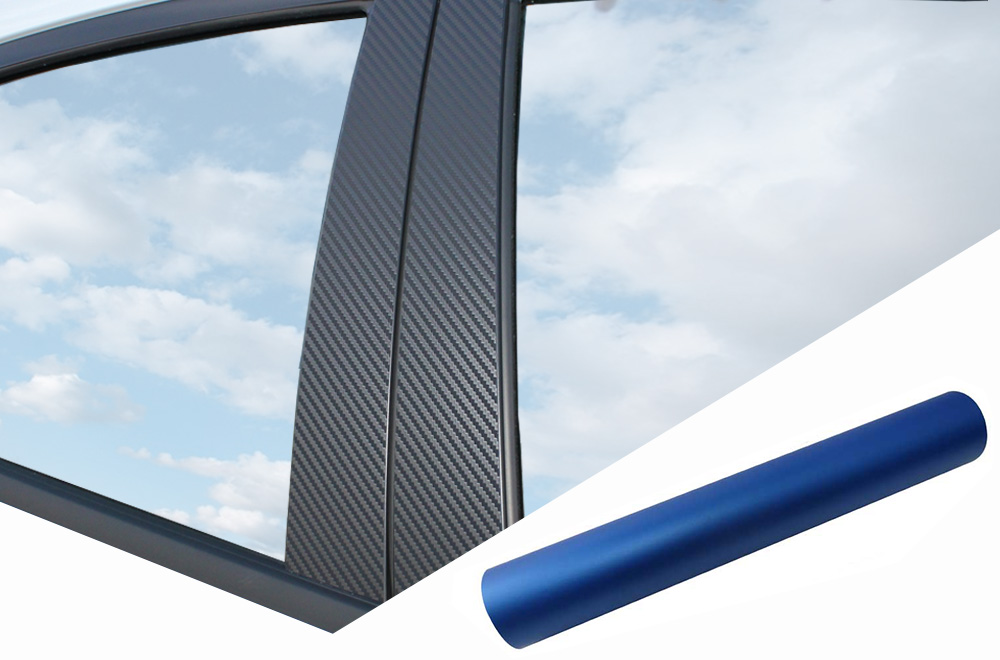 6x PREMIUM A B C Säule Tür Leisten Auto Folie Set Blau Matt für viele Fahrzeuge