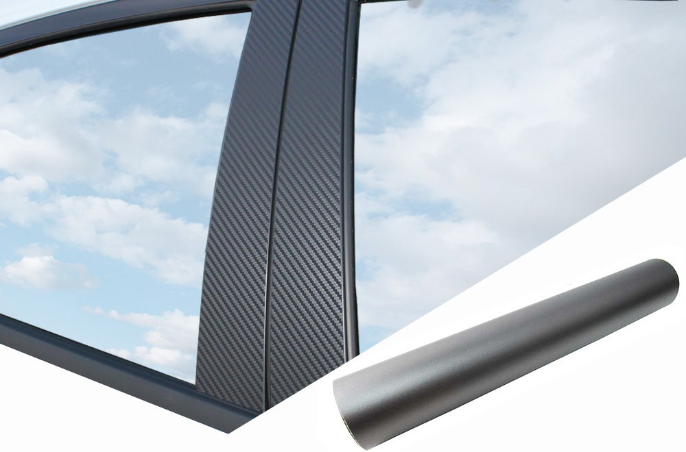 6x PREMIUM A B C Säule Tür Leisten Auto Folie Set Grau Matt für viele Fahrzeuge