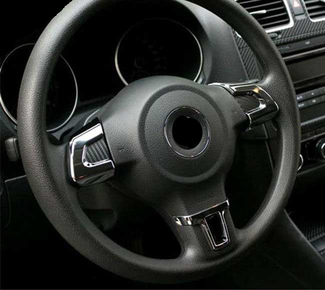 ALU Lenkrad Abdeckung Blenden Clip Chrom Carbon SET für VW Golf Plus / Caddy 2K