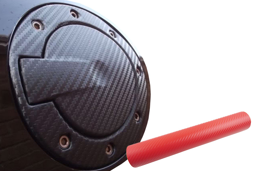 Premium Tankdeckel Tank Deckel Auto PKW Design Folie Set in Carbon Rot