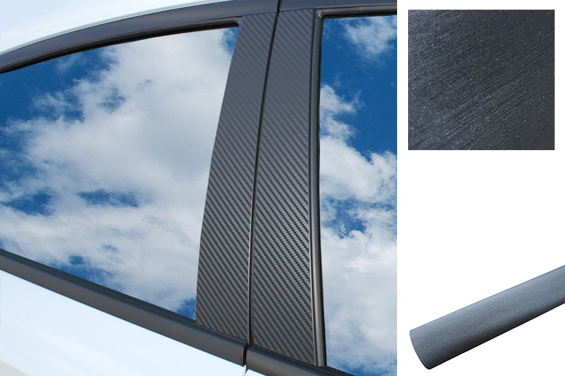 6x PREMIUM A B C Säule Tür Leisten Auto Folie Wrap Set in Alu gebürstet Grau