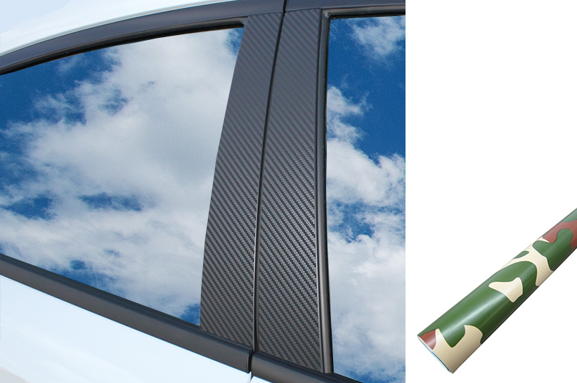 6x PREMIUM A B C Säule Tür Leisten Auto Folie Wrap Set in Camouflage Forest