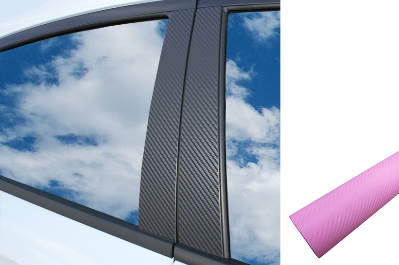 6x PREMIUM A B C Säule Tür Leisten Auto Folie Wrap Set in Carbon Rosa Pink
