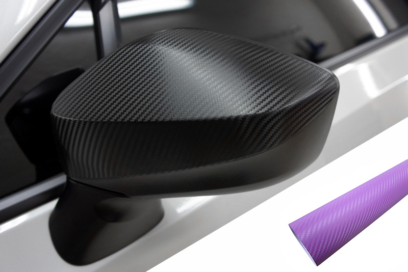 PREMIUM Spiegel Spiegelgehäuse Kappe Design Folie Carbon Lila viele Fahrzeuge