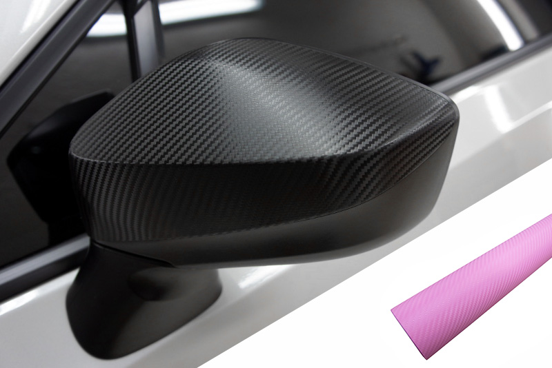 PREMIUM Spiegel Spiegelgehäuse Kappe Design Folie Carbon Rosa viele Fahrzeuge