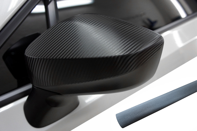 PREMIUM Spiegel Spiegelgehäuse Kappe Design Folie Alu Grau für viele Fahrzeuge