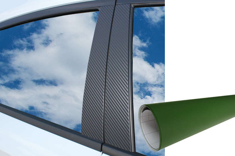 6x PREMIUM A B C Säule Tür Leisten Abdeckung Auto Folie Wrap Set Olive Nato Grün