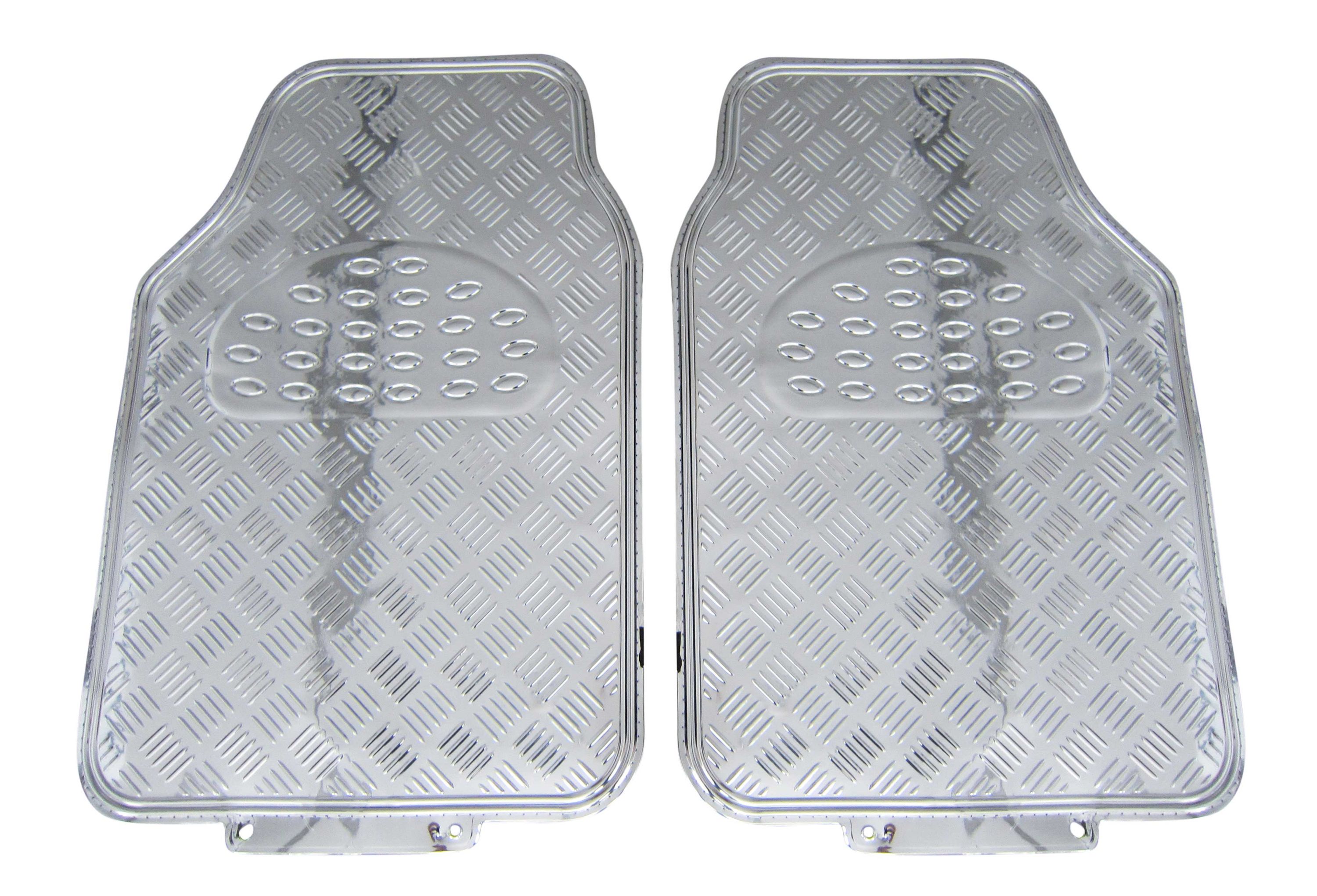 2x Gummi Fußmatten Gummifußmatten Autoteppich für VORN Chrom Riffelblech Look