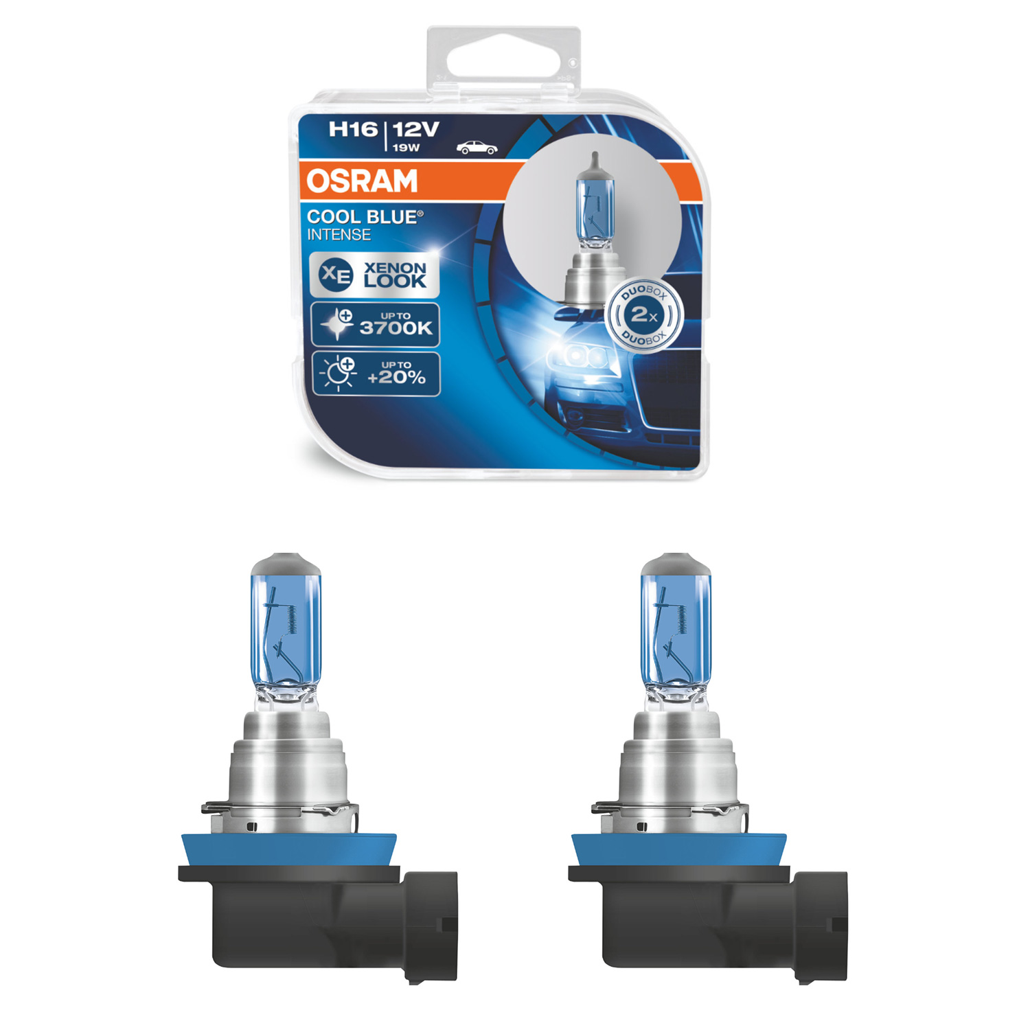 Original Osram Cool BLUE Intense DUO-PACK H16 Birnen Lampen für Scheinwerfer