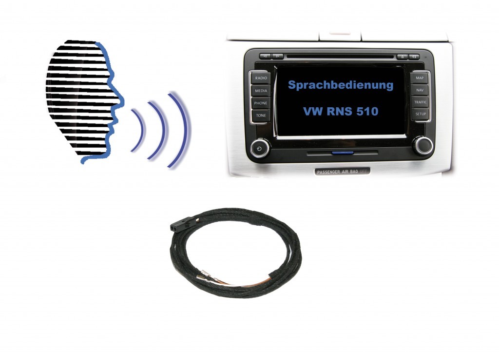 Original Kufatec Kabel Nachrüst-Set Sprachbedienung für VW RNS 510 + Mikrofon