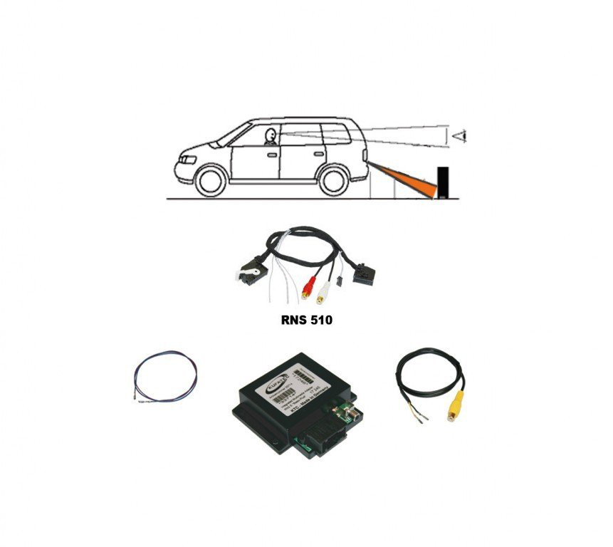 Für VW RNS 315 510 Original Kufatec Rückfahrkamera Interface + Kabelbaum Kamera