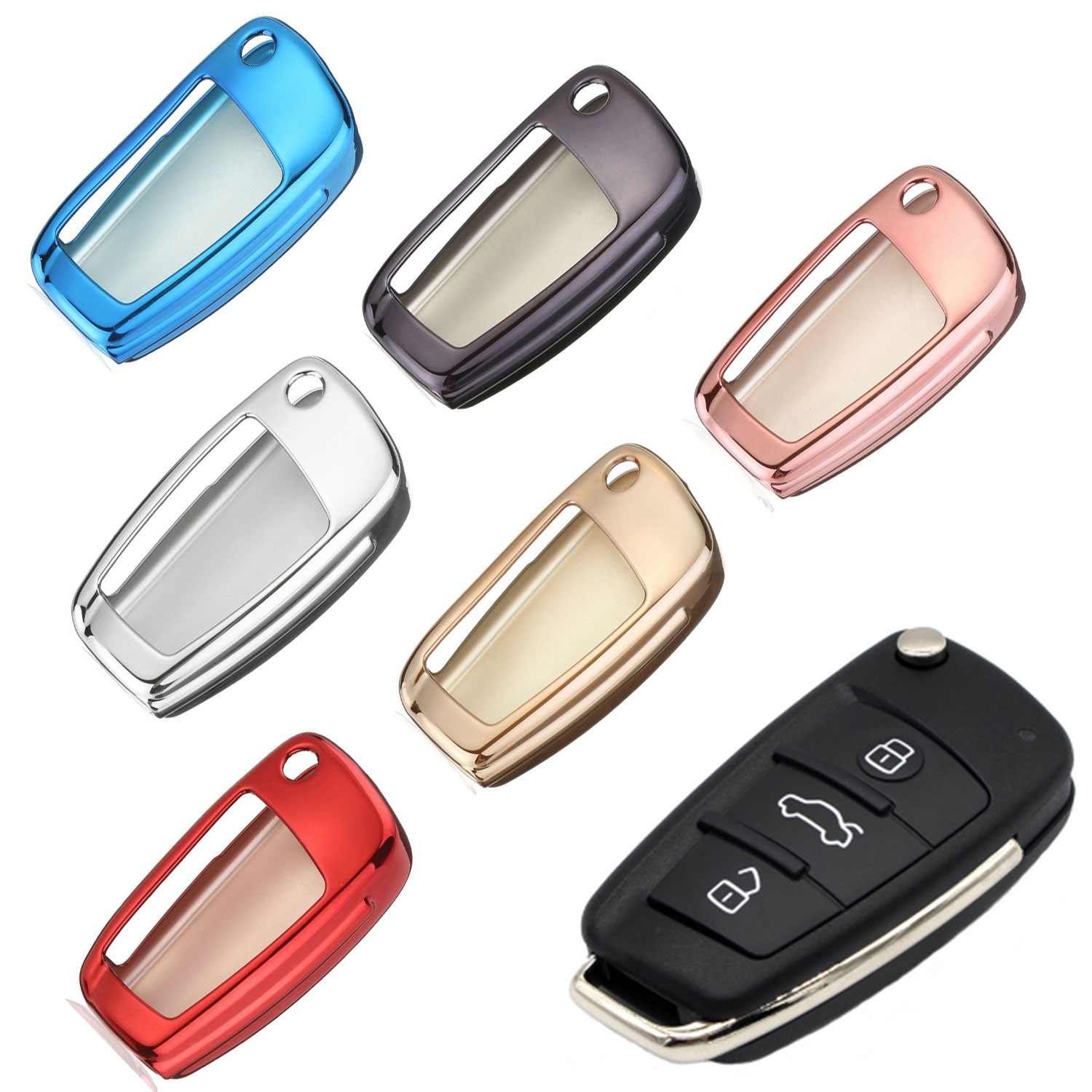 Key Cover Gehäuse Hülle Tasche Schlüssel für Audi A1 A3 8P 8V A4 A6 Q3 Q5 Q7 TT