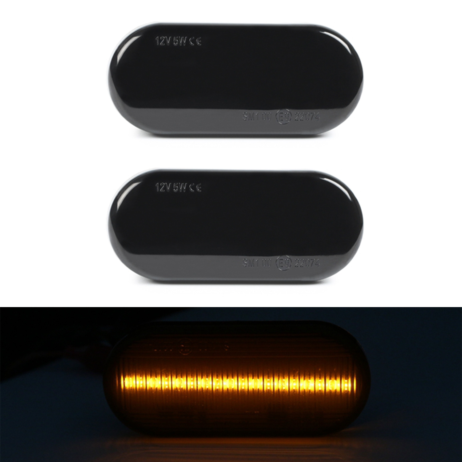 Für VW Passat Golf Polo Lupo T5 Sharan Fox Amarok 2x LED Seitenblinker Schwarz