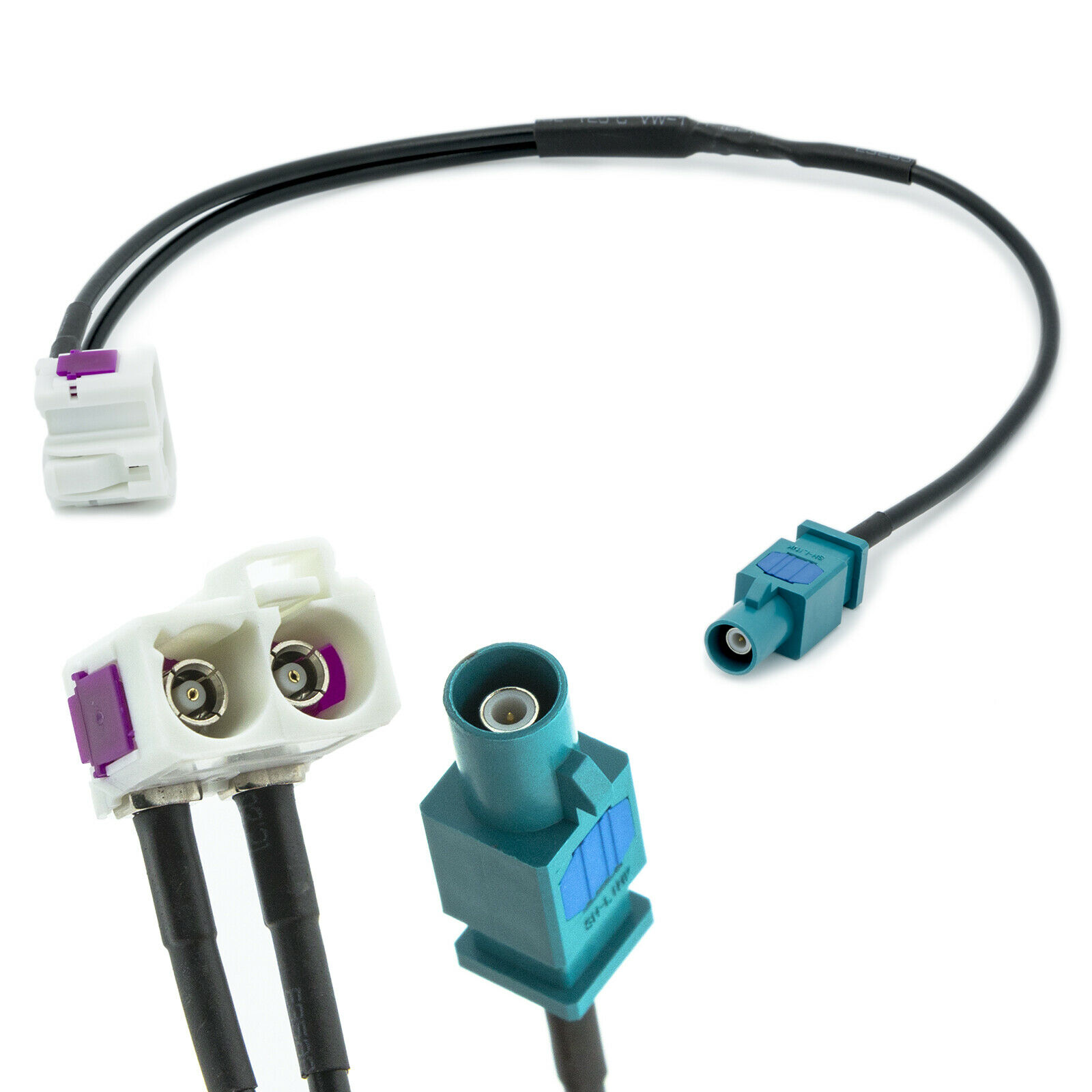 Antennen Adapter FAKRA Doppel Buchse auf Stecker Radio für VW Audi Seat Skoda