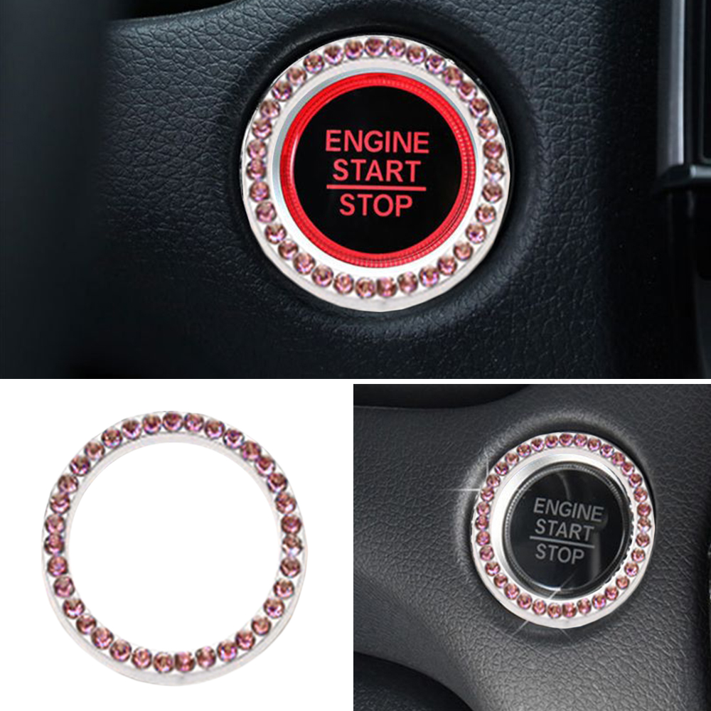 Start Stop Knopf Taste Umrandung PKW Auto PINK ROSA Kunst- Steine Glitzer Deko