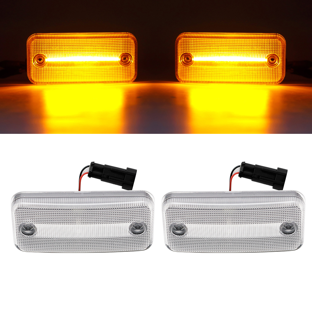 2x LED Seitenmarkierungsleuchten Seitenmarkierungs Leuchten Seitenbegrenzungsleuchten in Silber SET für JEEP Cherokee 2 (Modelle 1986-1990)