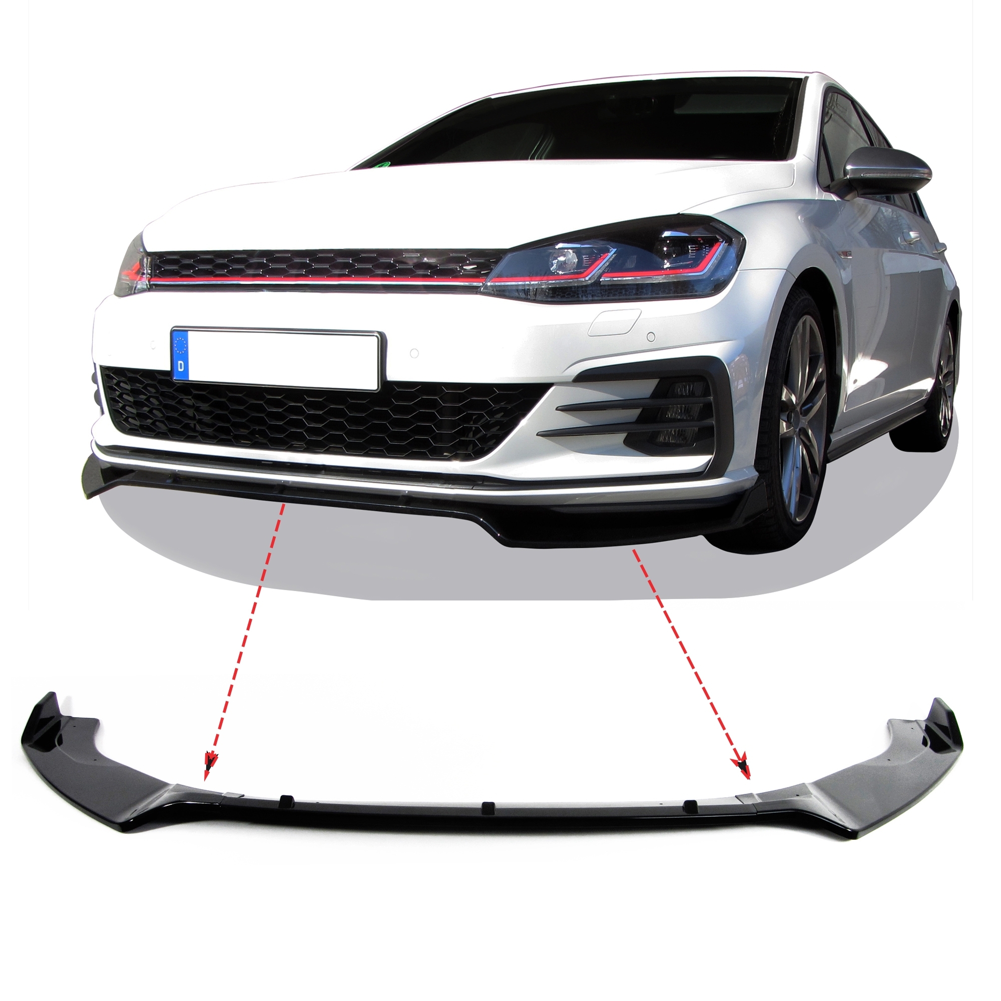 Frontspoiler Spoiler Lippe Stoßstange Schwarz glänzend 3-teilig für VW Golf 7 VII GTI ab 2012-2021