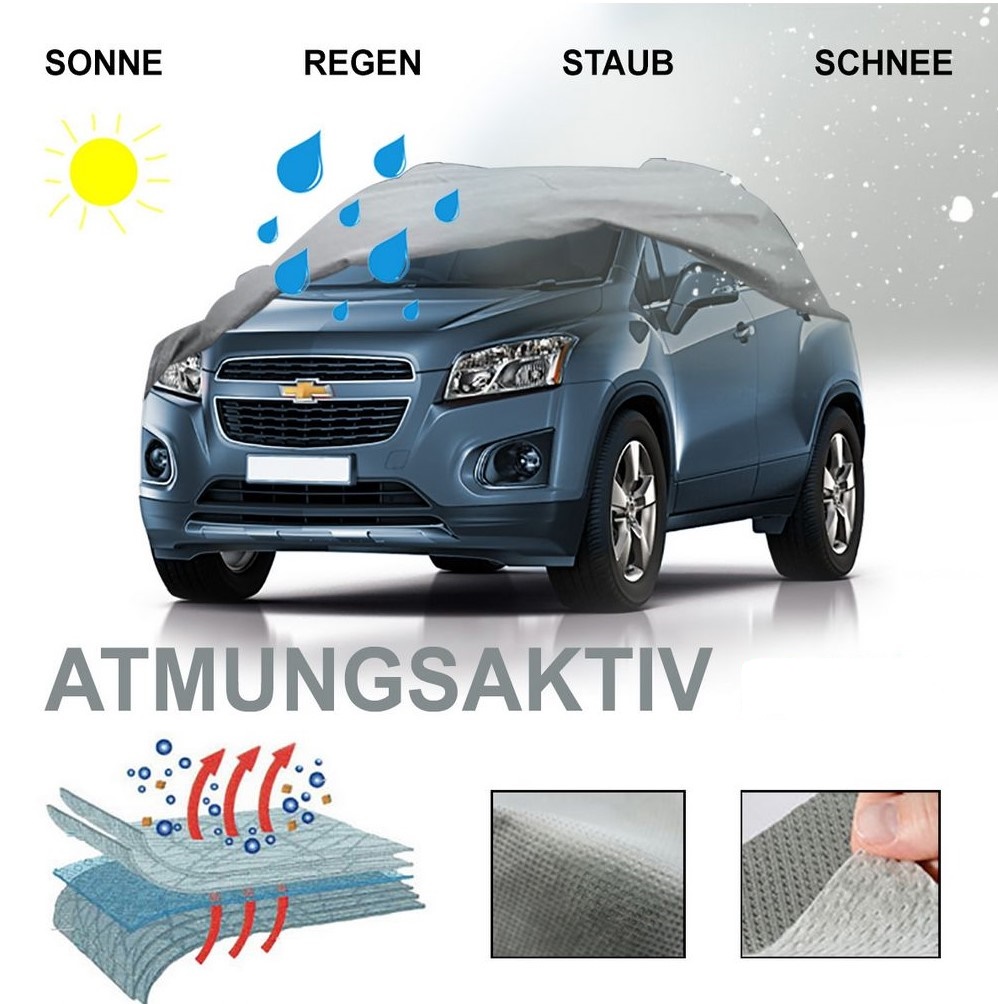 4- LAGIG Atmungsaktiv Autoplane Ganzgarage Vollgarage GRÖßE M (max. 426x178x118 cm)