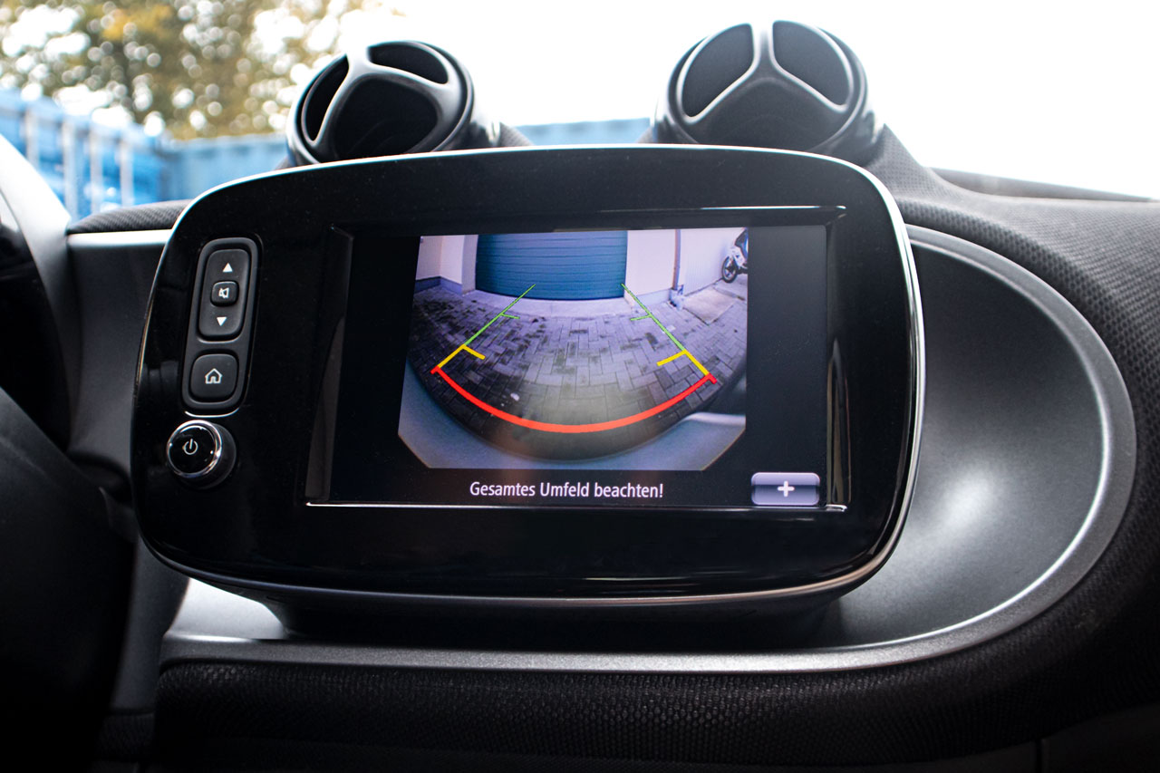 Original Kufatec Komplett- Set Nachrüstung Rückfahrkamera + Kabelbaum für Smart 453 ForFour