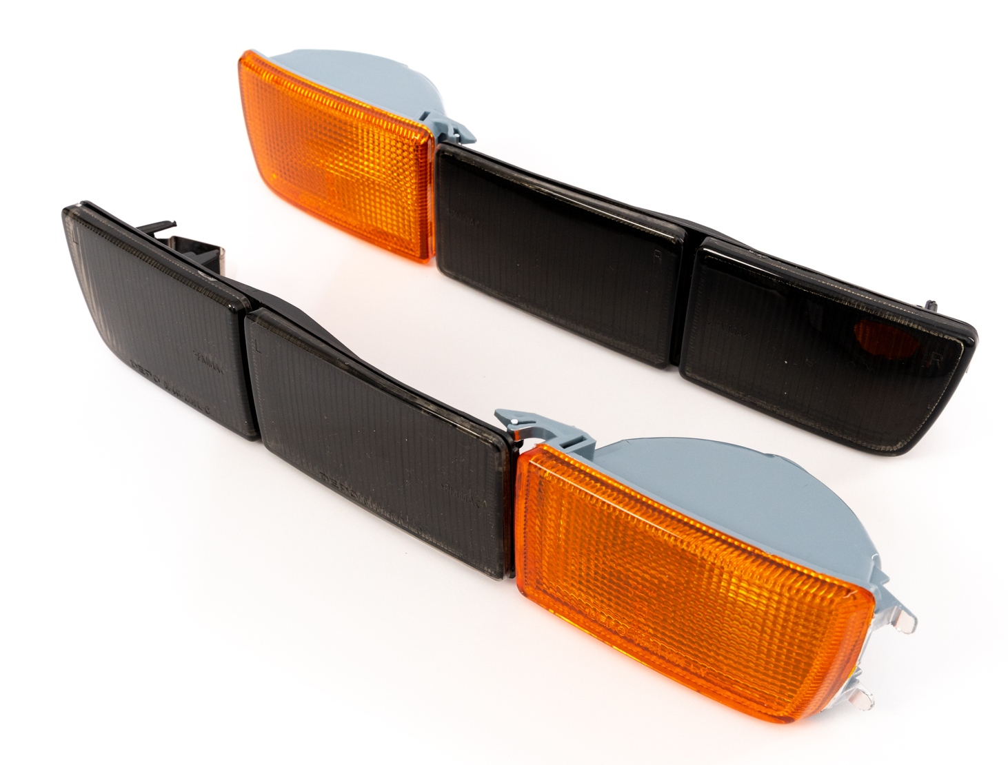 2x Frontblinker Blinker + lange Blenden Stoßstangenblinker Stoßstange in Schwarz Smoke / Orange für VW Golf 3 / Vento ab 1991-1999