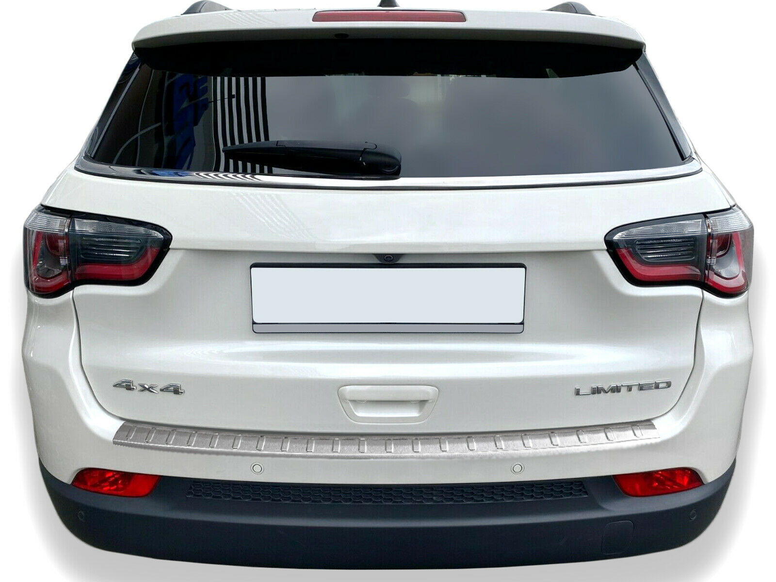 MATT Edelstahl Ladekantenschutz Stoßstange Schutz Abdeckung für Jeep Compass II ab 2017-