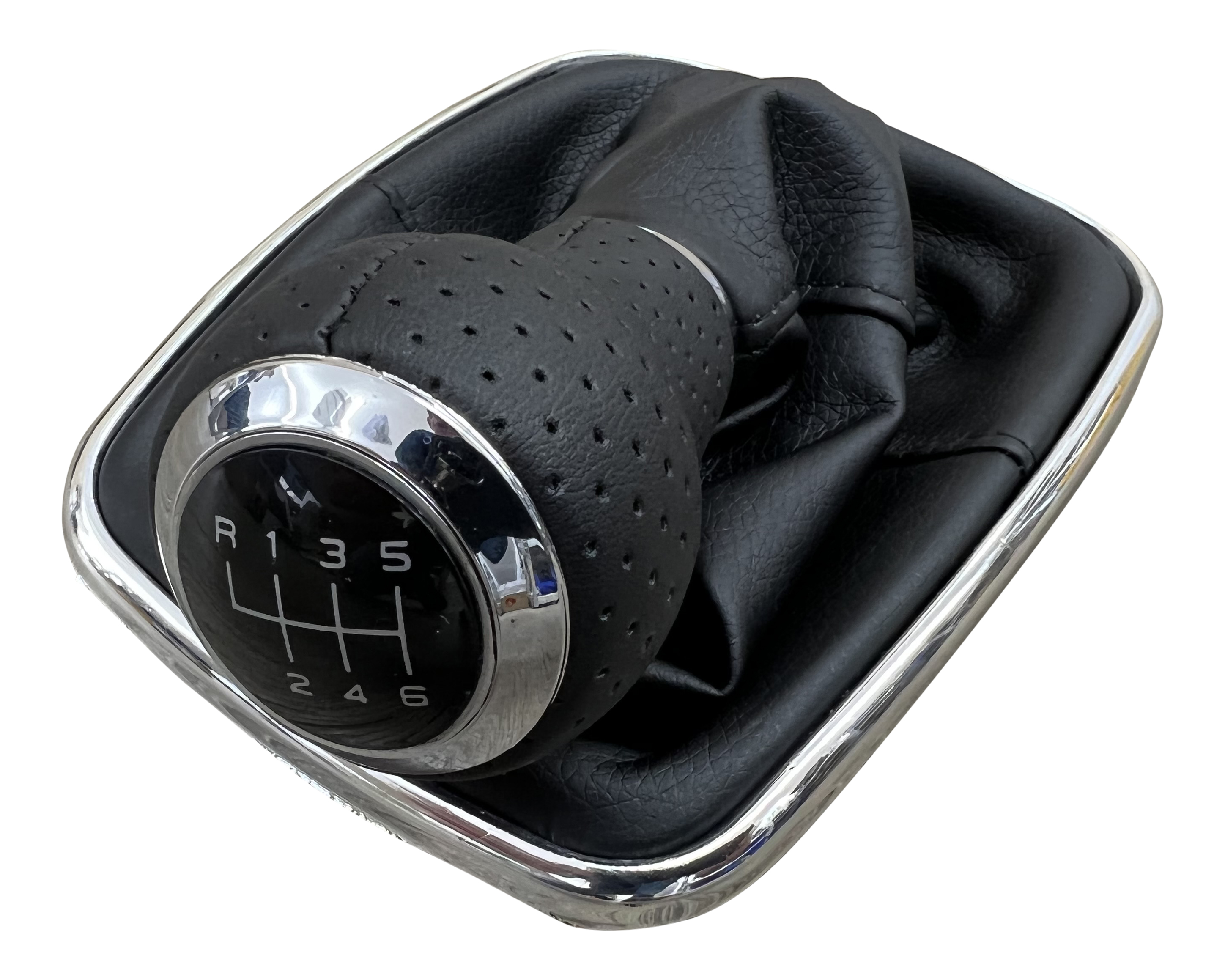 Lochleder Sport Schaltknauf Knauf + Schaltmanschette Schwarz Chrom 6-Gang für VW Golf 4 IV 1998-2005 / VW Bora