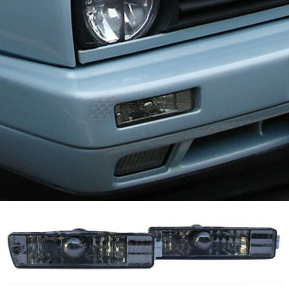 2x Frontblinker Blinker Schwarz / Chrom passend mit GL Stoßstange für Golf 2 II Jetta II