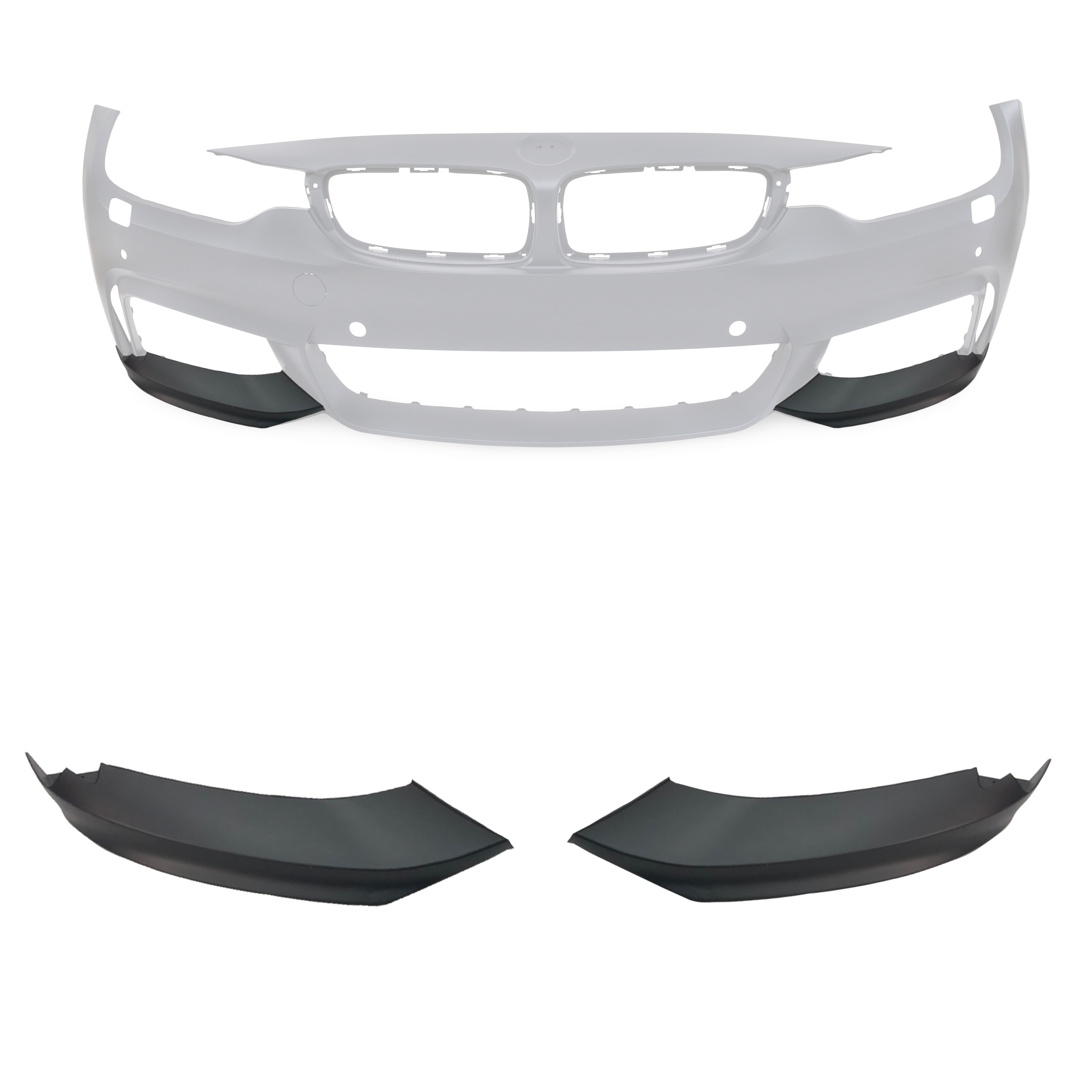 Sport Front Splitter Lip Flaps Performance SCHWARZ MATT für BMW 4er F32 F33 F36 ab 2014- (nur für M-Paket)