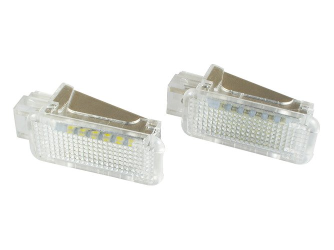 Original Kufatec Adapter Kabel Kabelbaum Einstiegsleuchten Türbeleuchtung vorne + LED Leuchten (Weiß) für Audi A4 B8 8K A5 8T 8F Q5 8R