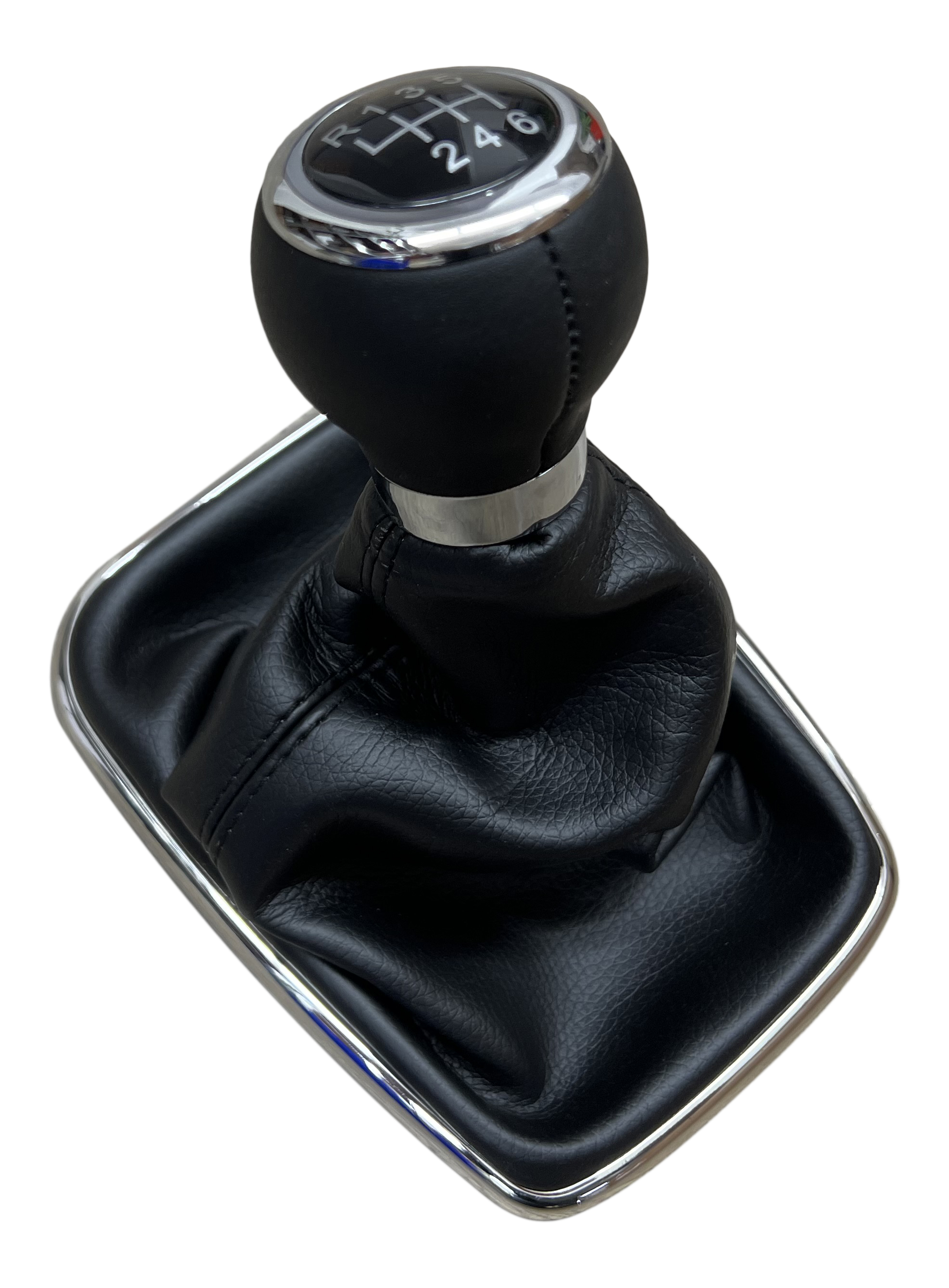 Sport Schaltknauf Knauf + Schaltmanschette Schwarz Chrom 6-Gang für VW Golf 4 IV 1998-2005 / VW Bora