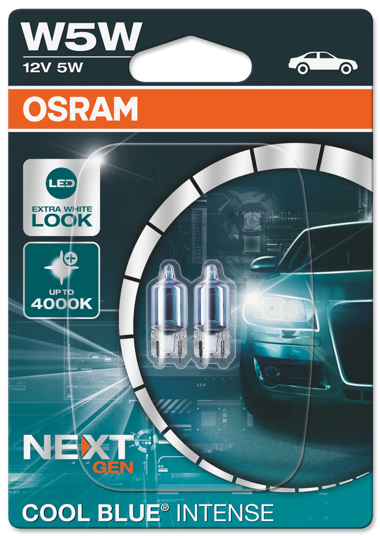 2 Stück OSRAM COOL BLUE INTENSE NEXT GENERATION 5000K Lampen Birnen für Scheinwerfer / Fassung T10 W5W