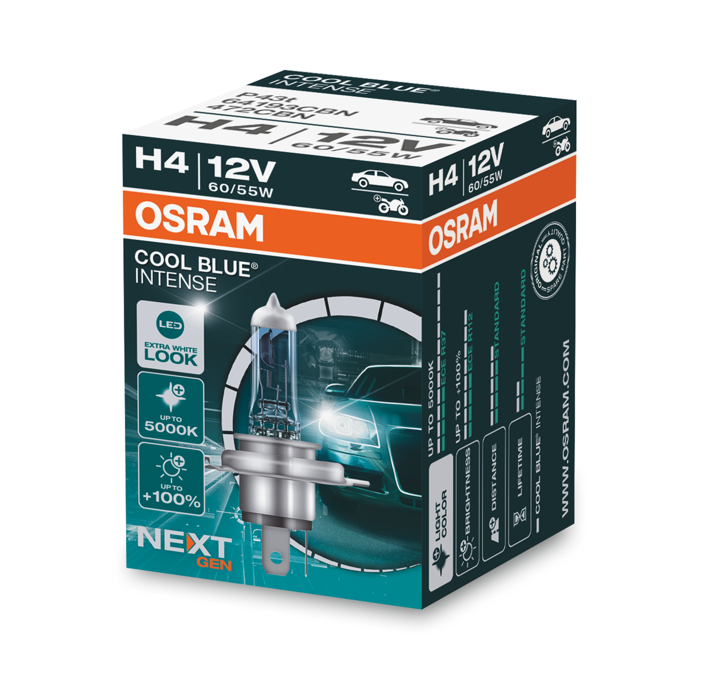 1 Stück OSRAM COOL BLUE INTENSE NEXT GENERATION Lampen Birnen für Scheinwerfer / Fassung H4 60/55W