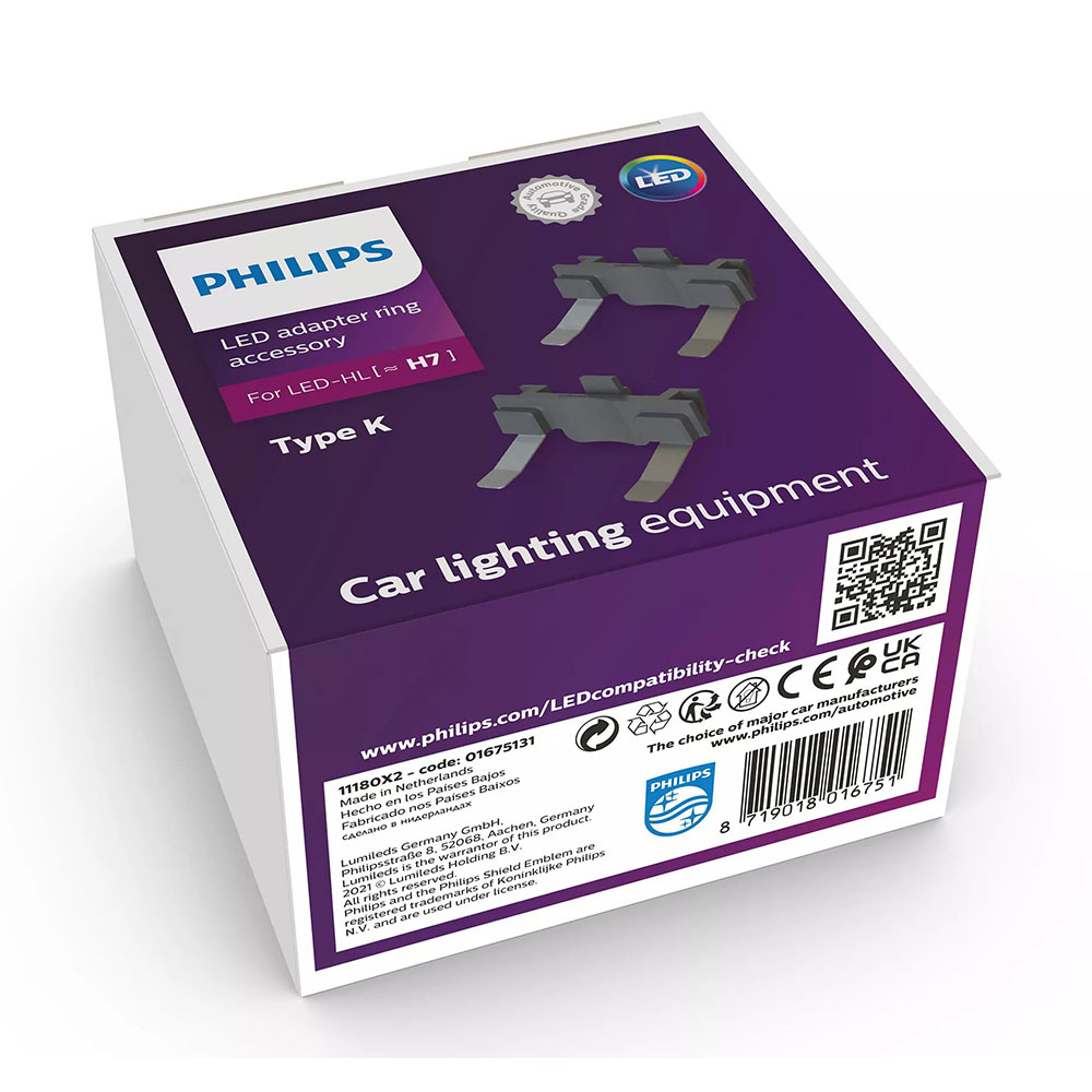 Original Philips Adapter Ringe Typ K für Ultinon Pro6000 H7 LED 11972X2 LED mit Straßenzulassung 12V +230% Birne Lampe