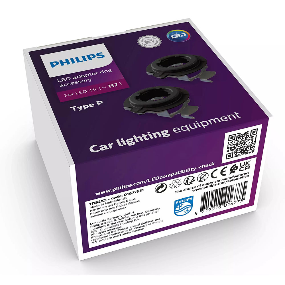 Original Philips Adapter Ringe Typ P für Ultinon Pro6000 H7 LED 11972X2 LED mit Straßenzulassung 12V +230% Birne Lampe