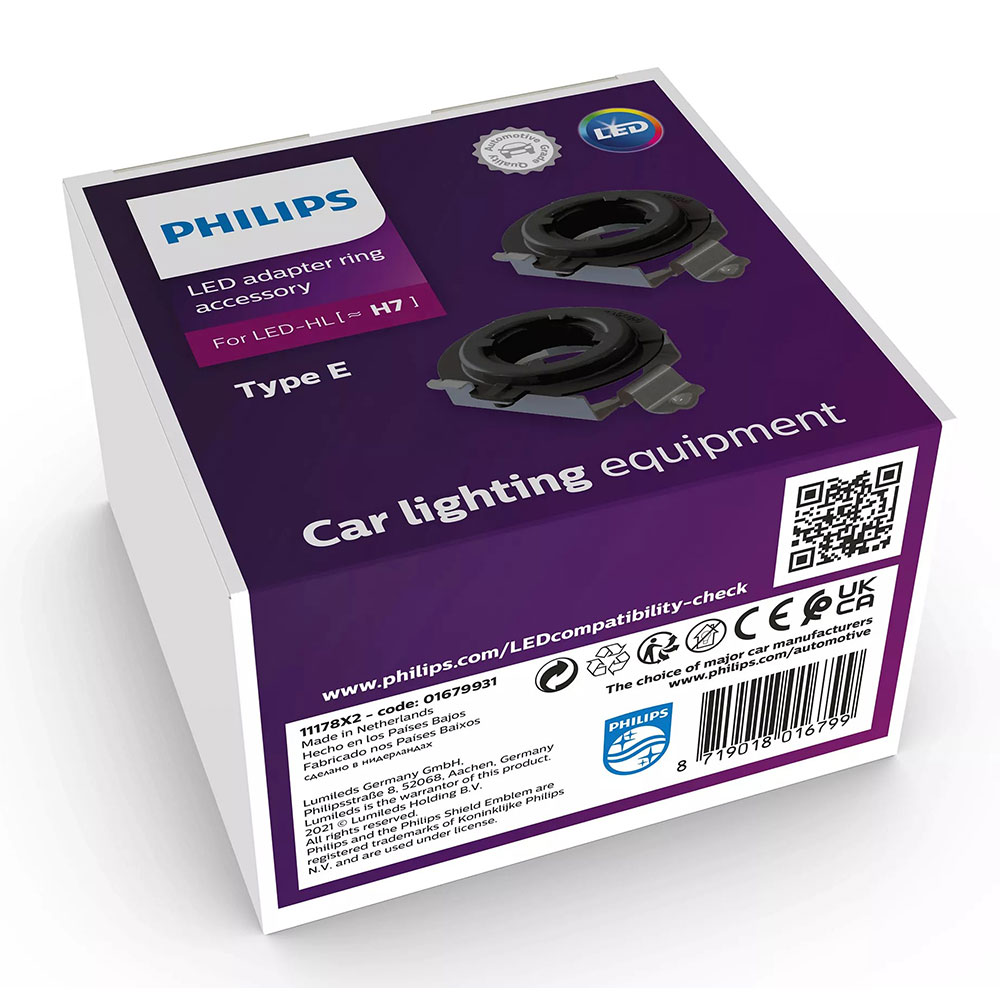 Original Philips Adapter Ringe Typ E für Ultinon Pro6000 H7 LED 11972X2 LED mit Straßenzulassung 12V +230% Birne Lampe