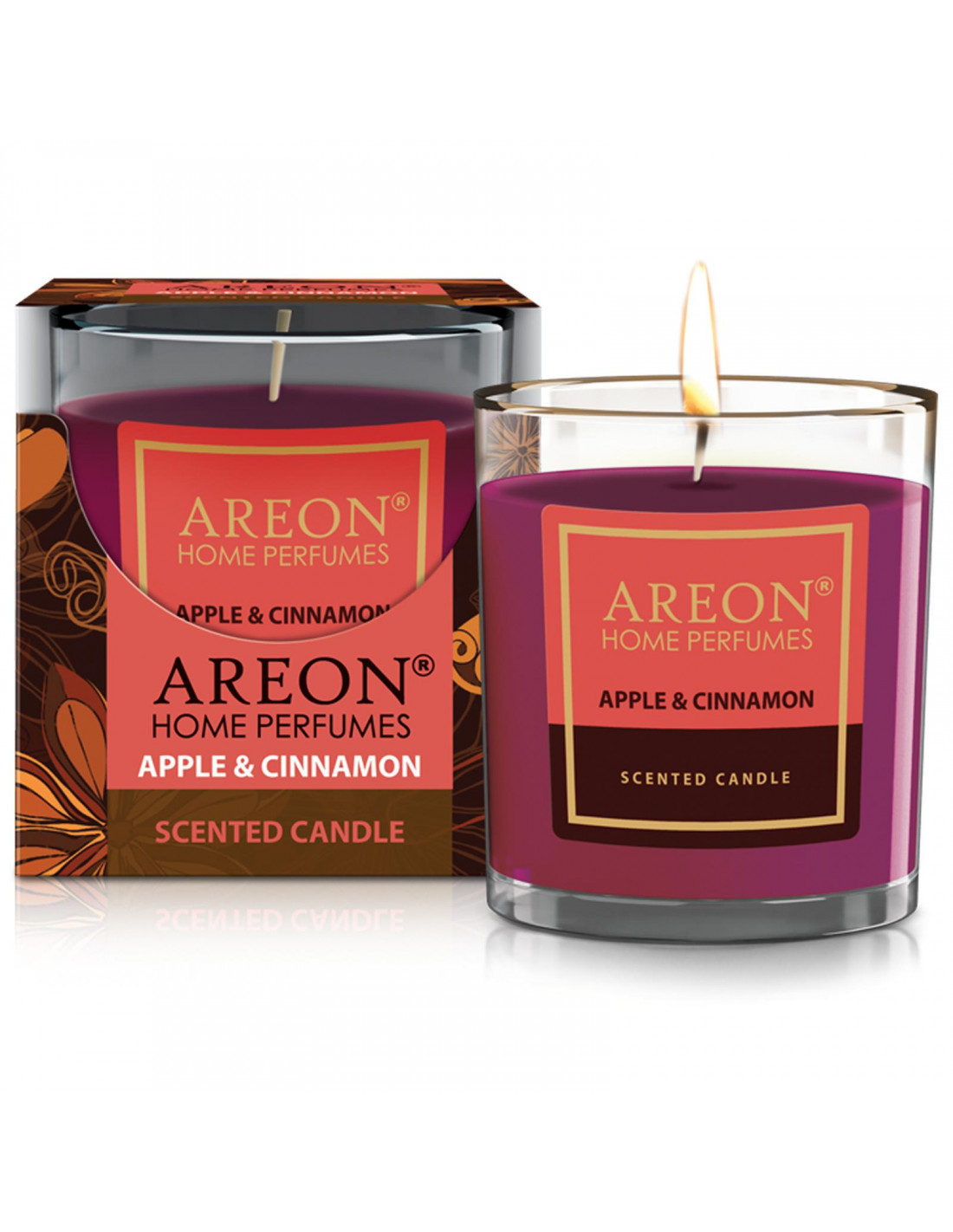 Original areon Premium Wohlfühl - Duft Kerze Raumduft im Glas 120g - Duft: Apfel & Zimt