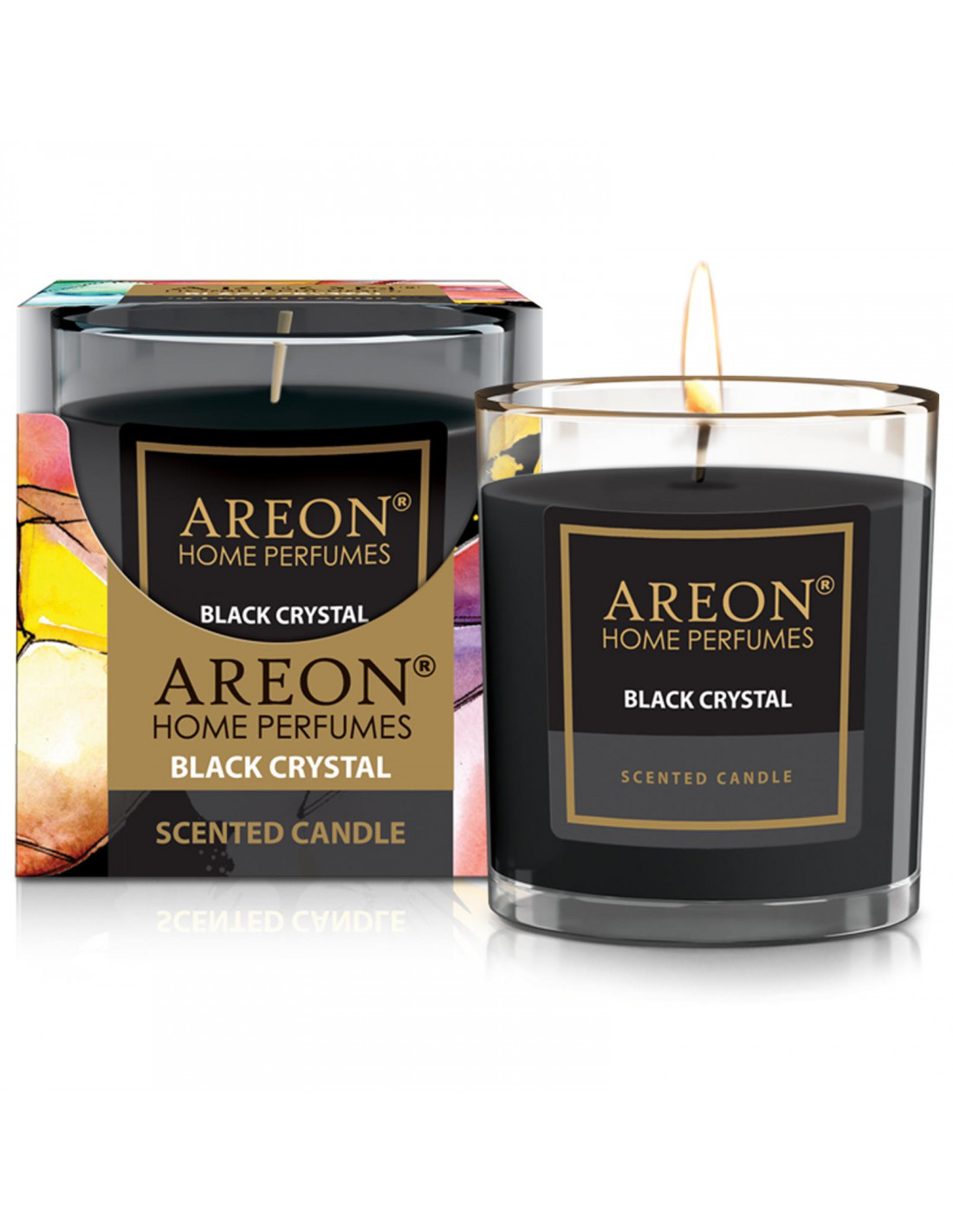 Original areon Premium Wohlfühl - Duft Kerze Raumduft im Glas 120g - Duft: Black Crystal