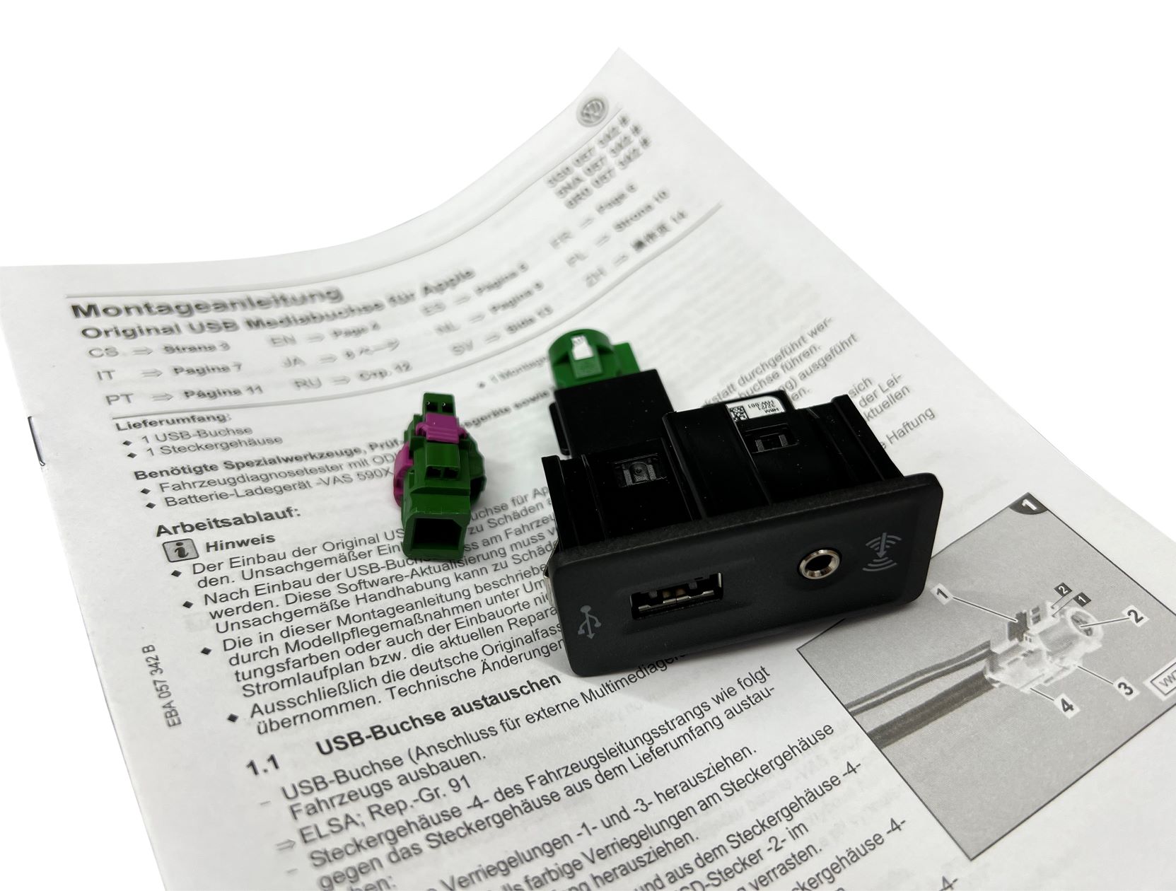 Original VW Multimedia Kit / USB Buchse zum Nachrüsten für VW Arteon Beetle 5C CC Golf 7 VII Sportsvan Passat 3G Sharan 7N