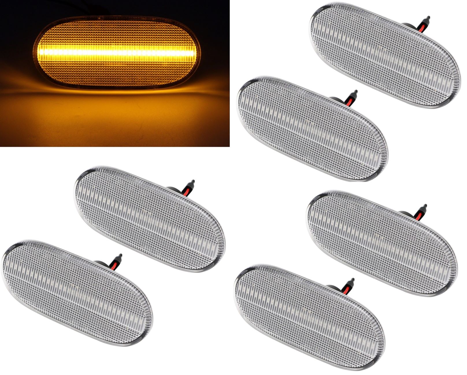 6x LED Seitenmarkierungsleuchten Seitenmarkierungs Leuchten Seitenbegrenzungsleuchten in Silber Weiss SET für Mercedes Spinter W906 / VW Crafter 2E