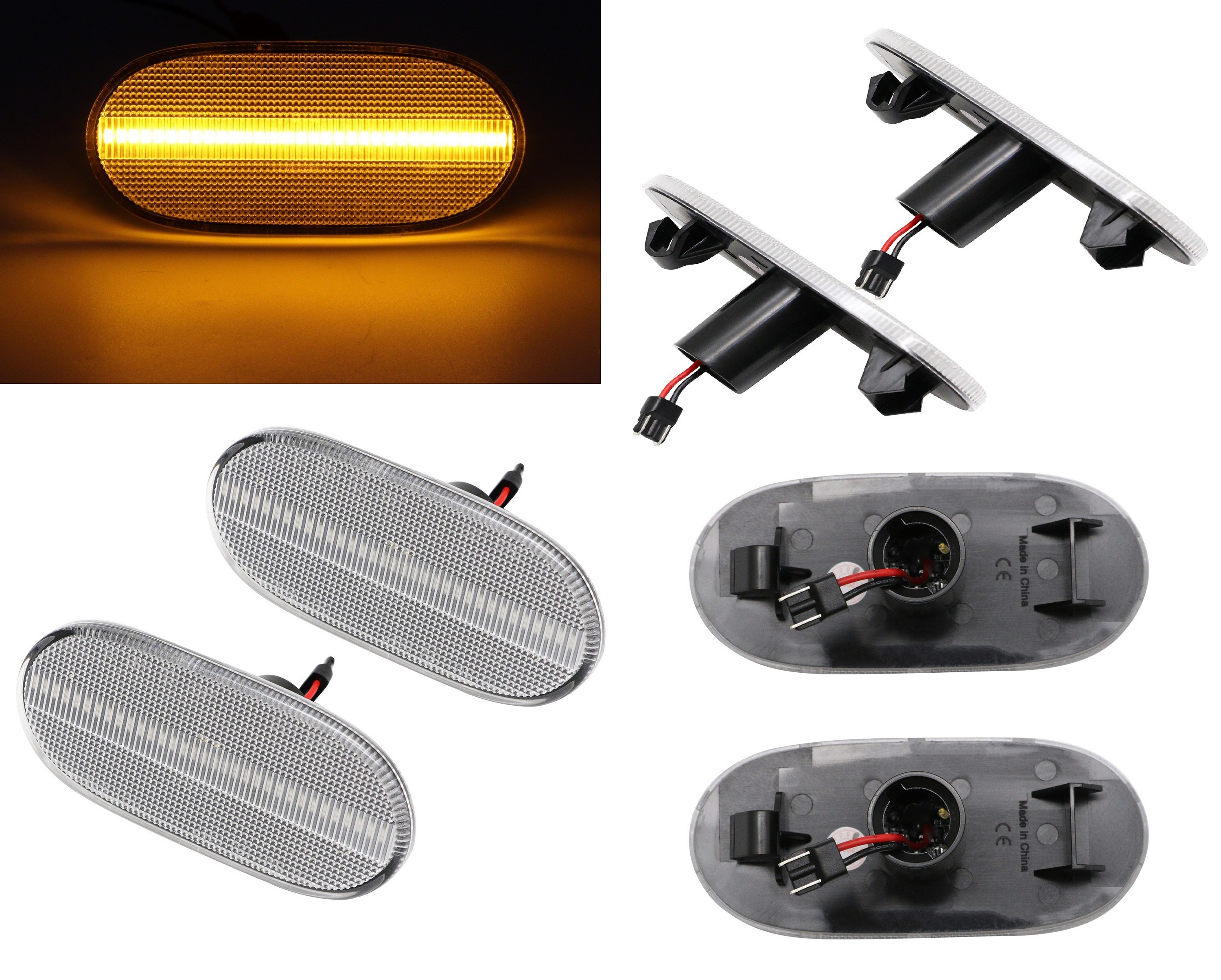 2x LED Seitenmarkierungsleuchten Seitenmarkierungs Leuchten Seitenbegrenzungsleuchten in Silber Weiss SET für Mercedes Spinter W906 / VW Crafter 2E