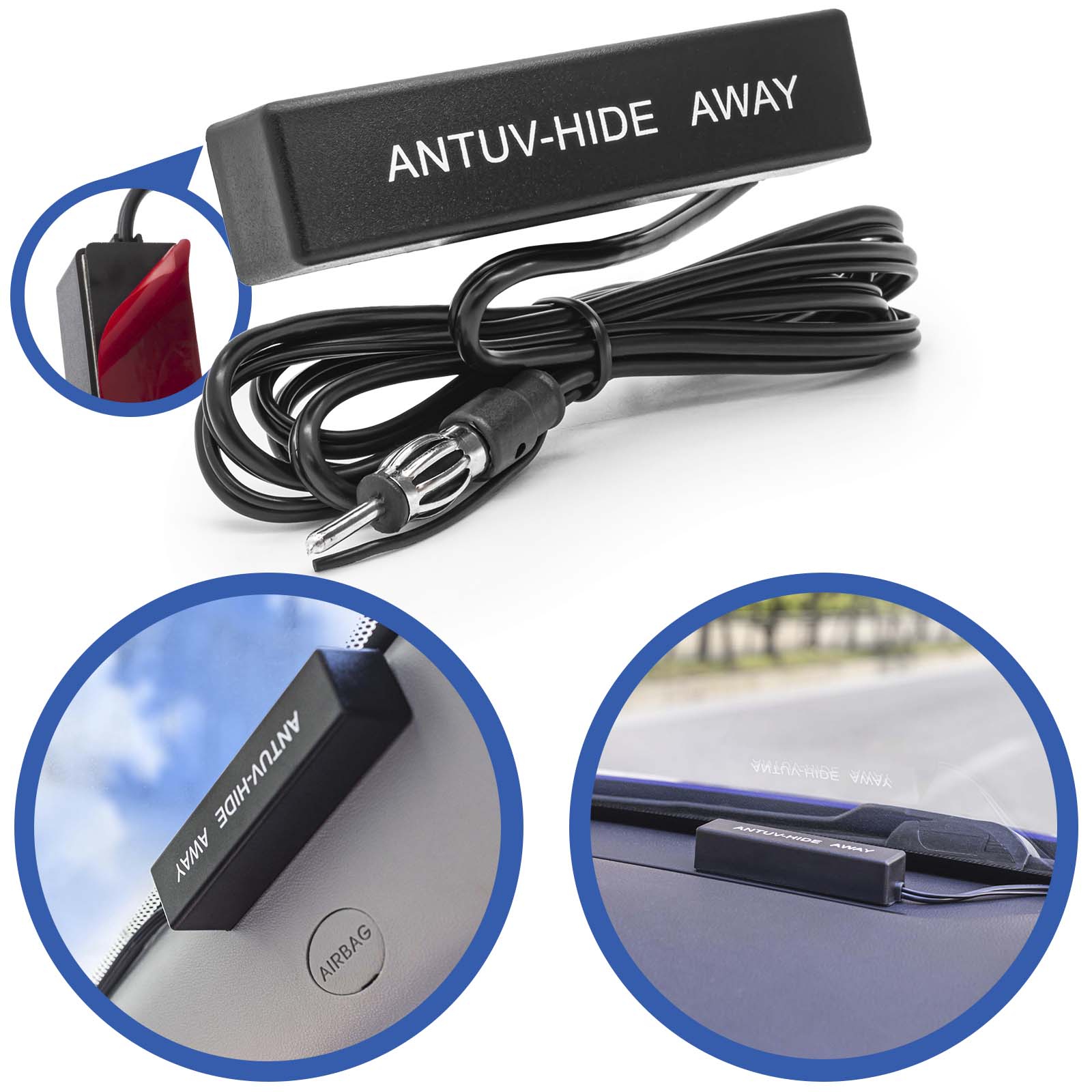 Auto Antenne AM FM Scheibenantenne UKW LKW Klebeantenne PKW KFZ mit Verstärker