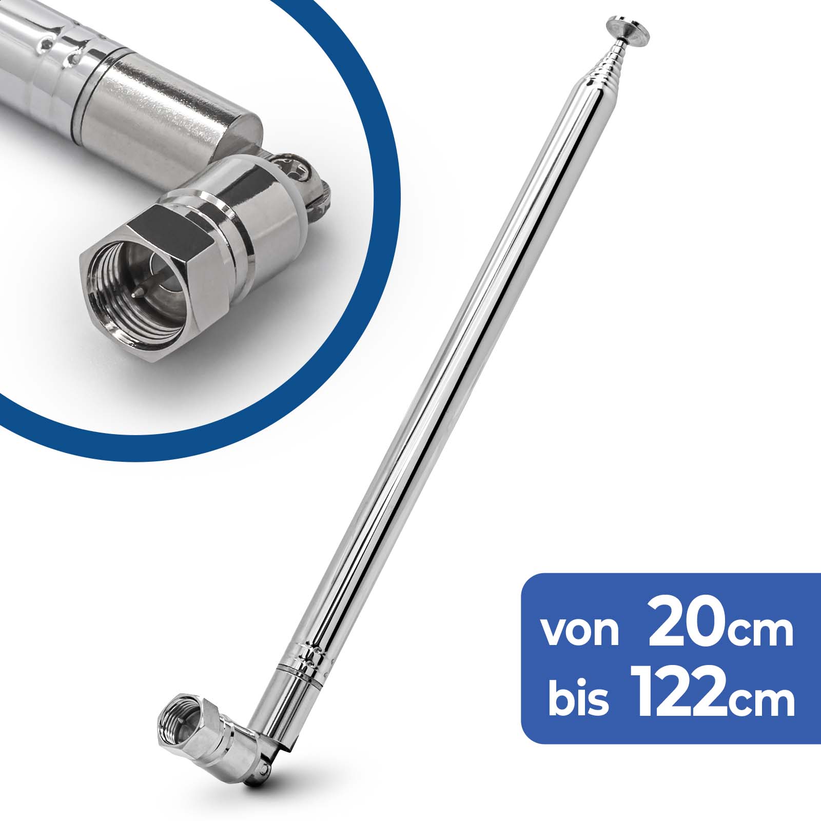 120cm Teleskop Antenne Ersatz F Stecker DAB UKW Radio FM AM Auto Audio