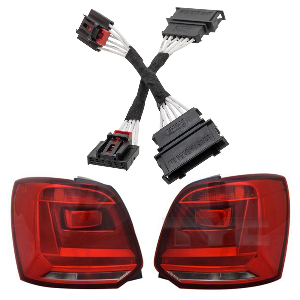 Nachrüst- Rückleuchten Set + Adapter Kabel vom Facelift Modell 2014 für den VW Polo 6R ab 2009-