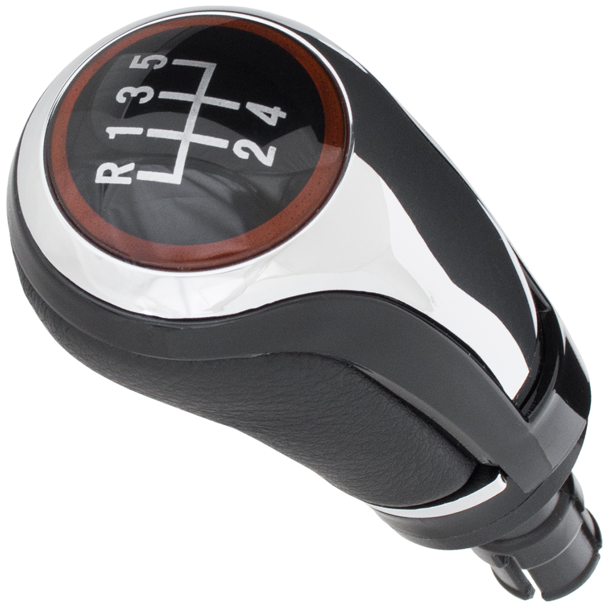 5-Gang Schaltknauf in Schwarz / Chrom und Ring Rot für VW Golf VII 2012-