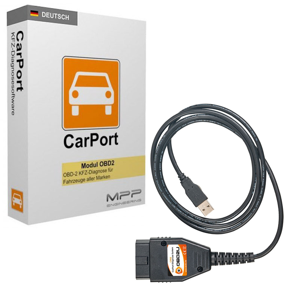 Interface K509 + Original CARPORT PRO EDITION / VOLLVERSION / OBD 2 OBD2 Diagnose Software in DEUTSCH / ENGLISCH für K-Line CAN UDS KKL