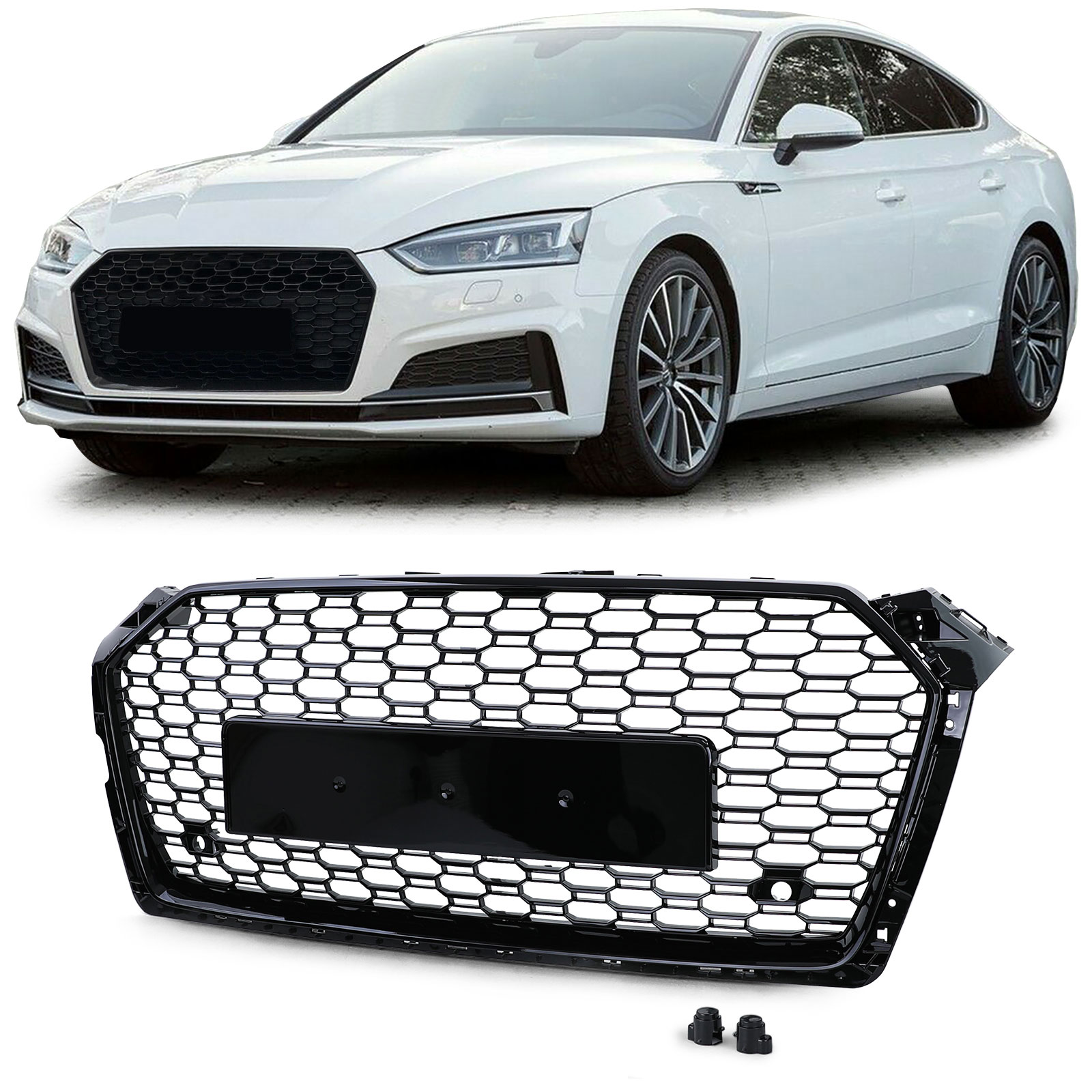 Kühlergrill Sportgrill Wabengrill Grill Schwarz Glanz für Audi A5 F5 ab 2016-
